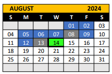 District School Academic Calendar for Pathways Learning Center for August 2024