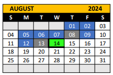 District School Academic Calendar for Gateway Middle School for August 2024