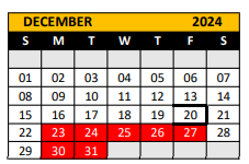 District School Academic Calendar for Pathways Learning Center for December 2024