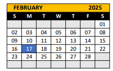 District School Academic Calendar for Venable Village Elementary for February 2025