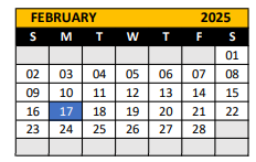 District School Academic Calendar for Smith Middle School for February 2025