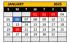 District School Academic Calendar for Pathways Learning Center for January 2025