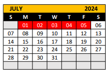 District School Academic Calendar for Metroplex School for July 2024