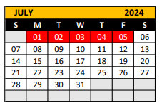 District School Academic Calendar for Sugar Loaf Elementary for July 2024