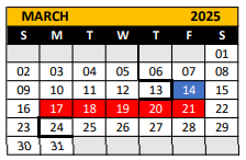 District School Academic Calendar for Career And Technology Education (c for March 2025