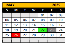 District School Academic Calendar for Audie Murphy Middle School for May 2025