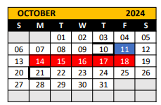 District School Academic Calendar for Saegert Elementary for October 2024