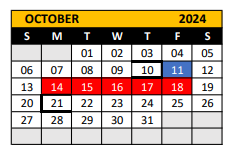 District School Academic Calendar for Pershing Park Elementary for October 2024