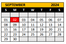 District School Academic Calendar for Killeen J J A E P for September 2024