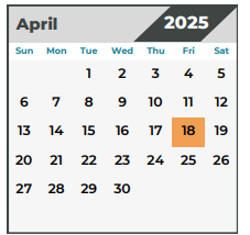 District School Academic Calendar for Schultz Elementary for April 2025