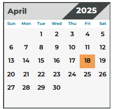 District School Academic Calendar for Wunderlich Intermediate for April 2025