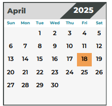 District School Academic Calendar for Ehrhardt Elementary for April 2025