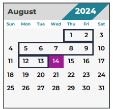 District School Academic Calendar for Haude Elementary for August 2024