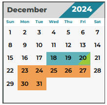 District School Academic Calendar for Wunderlich Intermediate for December 2024