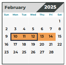 District School Academic Calendar for Wunderlich Intermediate for February 2025