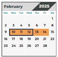 District School Academic Calendar for Kleb Intermediate for February 2025