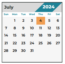 District School Academic Calendar for Wunderlich Intermediate for July 2024