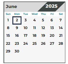 District School Academic Calendar for Doerre Intermediate for June 2025