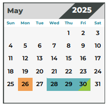 District School Academic Calendar for Kuehnle El for May 2025
