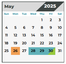 District School Academic Calendar for Frank Elementary for May 2025