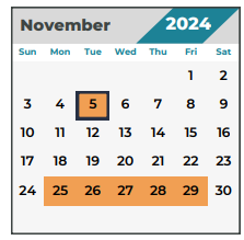 District School Academic Calendar for Klein Sems for November 2024