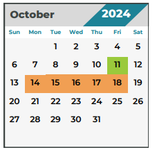 District School Academic Calendar for Ehrhardt Elementary for October 2024