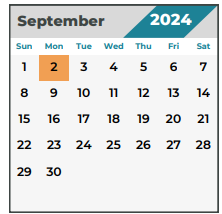 District School Academic Calendar for Harris Co Jjaep for September 2024