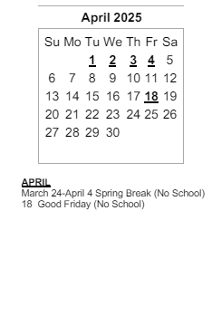 District School Academic Calendar for Maple Crest Elementary Sch for April 2025