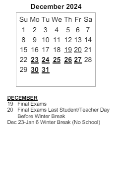 District School Academic Calendar for Maple Crest Elementary Sch for December 2024