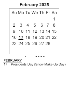District School Academic Calendar for Maple Crest Elementary Sch for February 2025