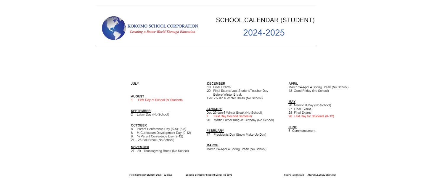 District School Academic Calendar Key for Maple Crest Elementary Sch