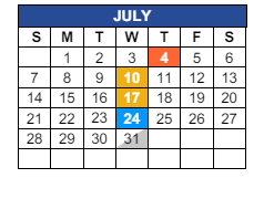 District School Academic Calendar for C I Waggoner School for July 2024