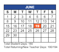 District School Academic Calendar for C I Waggoner School for June 2025