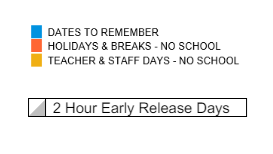 District School Academic Calendar Legend for C I Waggoner School