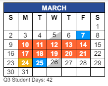 District School Academic Calendar for C I Waggoner School for March 2025