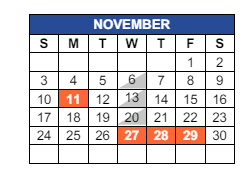 District School Academic Calendar for C I Waggoner School for November 2024
