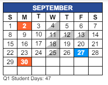 District School Academic Calendar for C I Waggoner School for September 2024