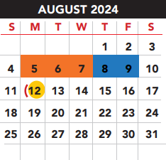 District School Academic Calendar for E B Reyna Elementary for August 2024