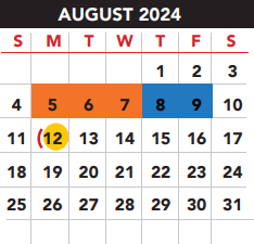 District School Academic Calendar for Benavides Elementary for August 2024