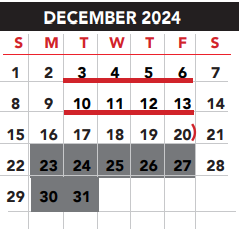 District School Academic Calendar for Eligio Kika De La Garza Elementary for December 2024