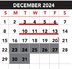 District School Academic Calendar for Cesar Chavez Middle School for December 2024