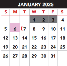 District School Academic Calendar for E B Reyna Elementary for January 2025