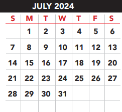 District School Academic Calendar for E B Reyna Elementary for July 2024