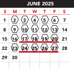 District School Academic Calendar for Benavides Elementary for June 2025