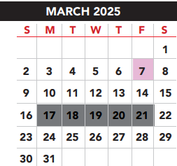 District School Academic Calendar for Ann Richards Middle School for March 2025