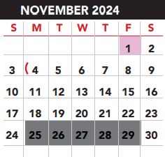 District School Academic Calendar for Diaz-Villarreal Elementary School for November 2024