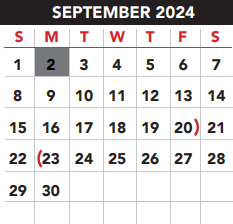 District School Academic Calendar for Cesar Chavez Middle School for September 2024