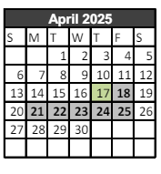 District School Academic Calendar for Lafayette Alternative Program For Students for April 2025