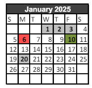 District School Academic Calendar for C.A.P.S Continuing Academic Program School for January 2025
