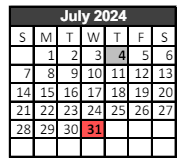 District School Academic Calendar for C.A.P.S Continuing Academic Program School for July 2024